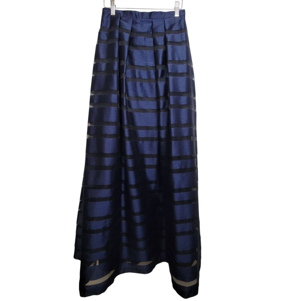 Aidan By Aidan Mattox Blue Striped Pleated Waist Formal Skirt Size 4